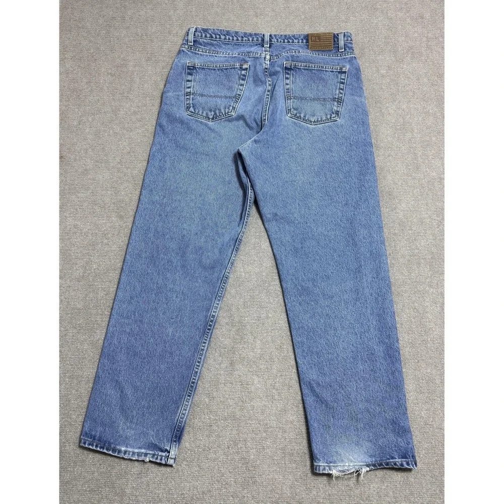 Polo Ralph Lauren Jeans Mens 36x30 Blue Denim Relaxed Fit Straight Leg High Rise